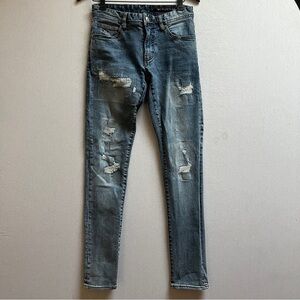 Armani Exchange J14 Distressed Blue Slim Fit Jeans Sz 28